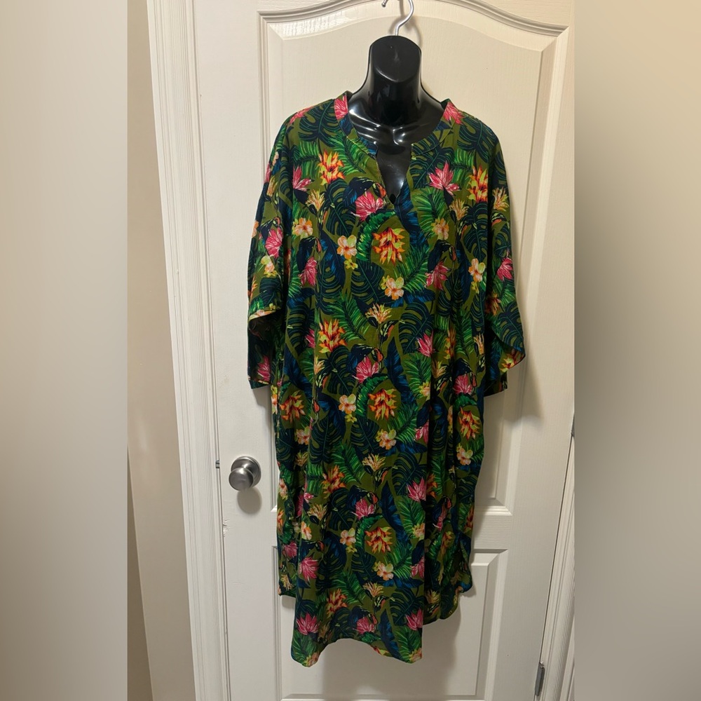 Tropical, Z Studio Dress, Kaftan, embellished with tropical flowers